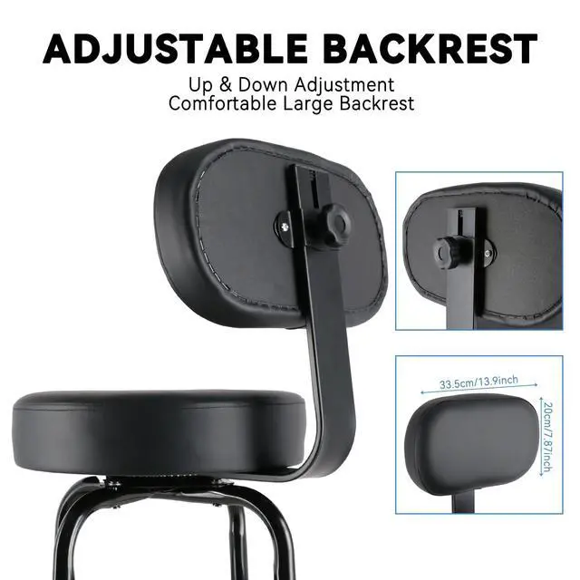 Alt view image 7 of 7 - Guitar Stool with Backrest, Guitar Chair with Back Support & Footrest, Guitar Stool for Adults, Fits Acoustic, Electric & Bass Guitar Players