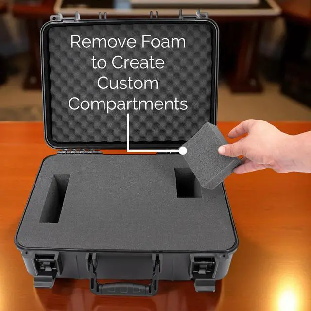 Alt view image 7 of 7 - Wireless Microphone Case Hard Shell Mic Carrying Case with Customizable Foam, Compatible with Sennheiser, Shure, Audio-Technica, Nady, VocoPro Receivers and Transmitters