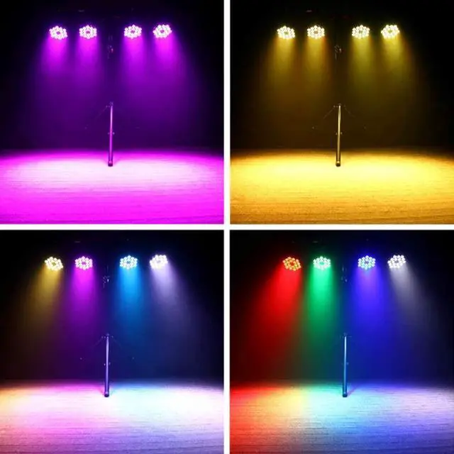 Alt view image 6 of 7 - Par Lights 18LED Stage Lights, RGBW 4in1 216W Uplight Stage Lighting Effect by DMX and Sound Activated Control Wash Light for Wedding Parties Church Club DJ Live Show