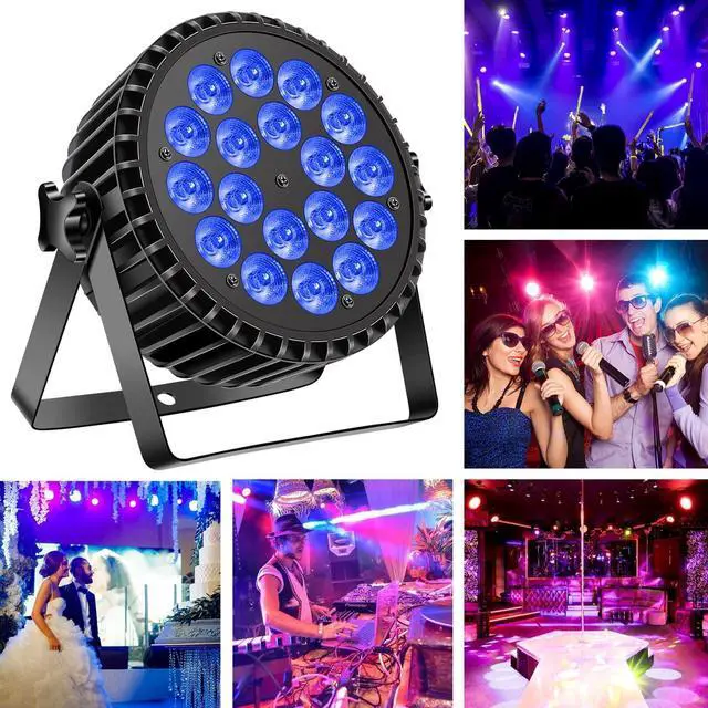 Alt view image 7 of 7 - Par Lights 18LED Stage Lights, RGBW 4in1 216W Uplight Stage Lighting Effect by DMX and Sound Activated Control Wash Light for Wedding Parties Church Club DJ Live Show