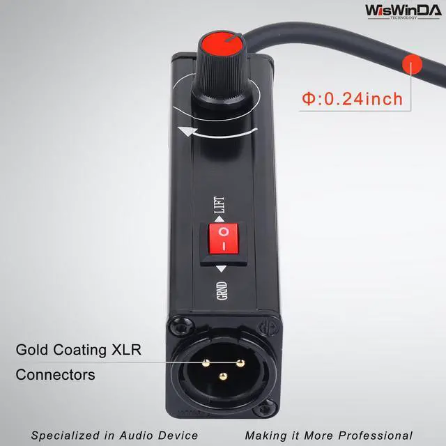 Alt view image 4 of 7 - Pro101A AUX to XLR Isolation Box with Volume Controller and Ground Lift Switch Build-in Cord Length 3.3ft with Detachable 3.5mm Aux Gold Coating Plug (Pro 101A Aux-XLR)
