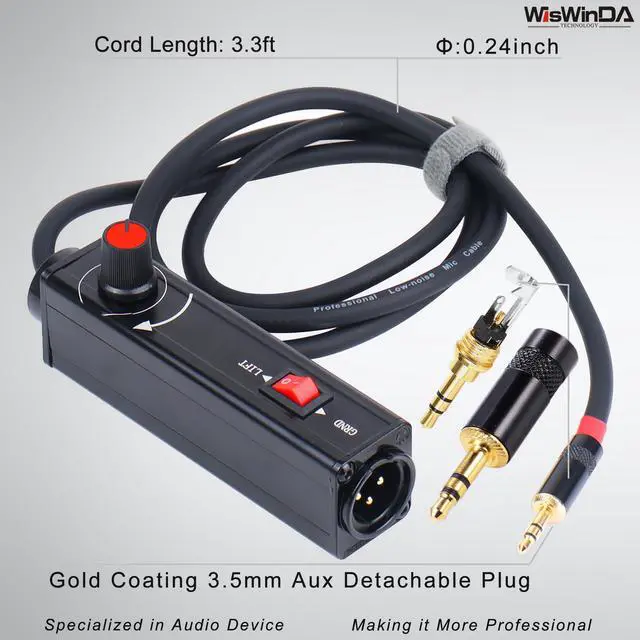 Alt view image 5 of 7 - Pro101A AUX to XLR Isolation Box with Volume Controller and Ground Lift Switch Build-in Cord Length 3.3ft with Detachable 3.5mm Aux Gold Coating Plug (Pro 101A Aux-XLR)