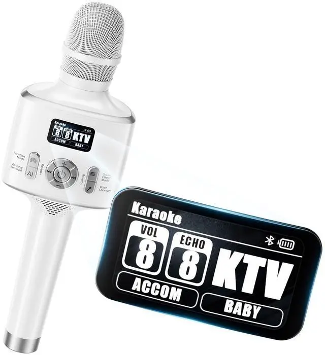 Main image of H100 Karaoke Microphone with Screen, Karaoke Mic with Ai Vocal Remover & Voice Changer, Echo Adjustment & Auto Pitch Correction,50W Speaker,TWS,Built-in Recording,for Car,Home,Party