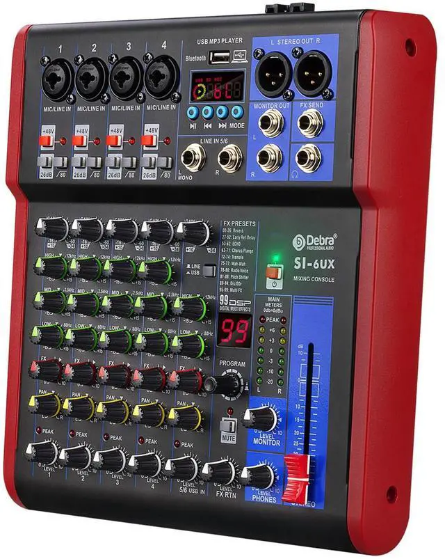 Main image of SI Series Professional Portable Recording Mixer Audio with 99 DSP Digital Effects Mic Preamps and USB for DJ Mixer Console Karaoke Home Recording Studio (SI-6UX)