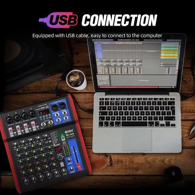 Alt view image 4 of 7 - SI Series Professional Portable Recording Mixer Audio with 99 DSP Digital Effects Mic Preamps and USB for DJ Mixer Console Karaoke Home Recording Studio (SI-6UX)