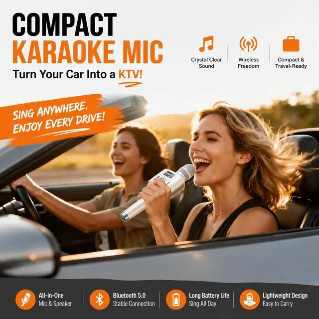 Alt view image 4 of 7 - H100 Karaoke Microphone with Screen, Karaoke Mic with Ai Vocal Remover & Voice Changer, Echo Adjustment & Auto Pitch Correction,50W Speaker,TWS,Built-in Recording,for Car,Home,Party