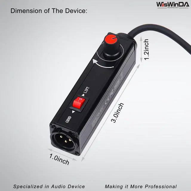 Alt view image 6 of 7 - Pro101A AUX to XLR Isolation Box with Volume Controller and Ground Lift Switch Build-in Cord Length 3.3ft with Detachable 3.5mm Aux Gold Coating Plug (Pro 101A Aux-XLR)