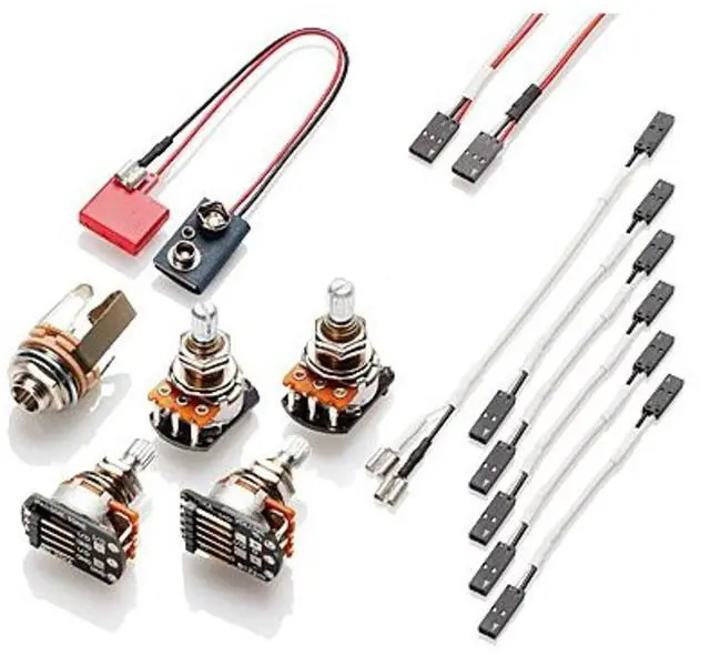Main image of Solderless Wiring Kit for 1-2 Active Pickups - Short Shaft (Strat) 10mm