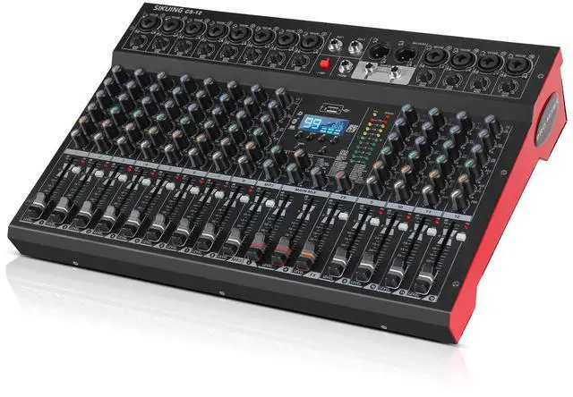 Main image of 12 Channel Mixer, Professional Audio Mixing Console Studio DJ Board with Bluetooth, 99 DSP Effect,USB Recording, 48V Phantom Power, Reverb, MP3 Player for Live Sound Karaoke Performance