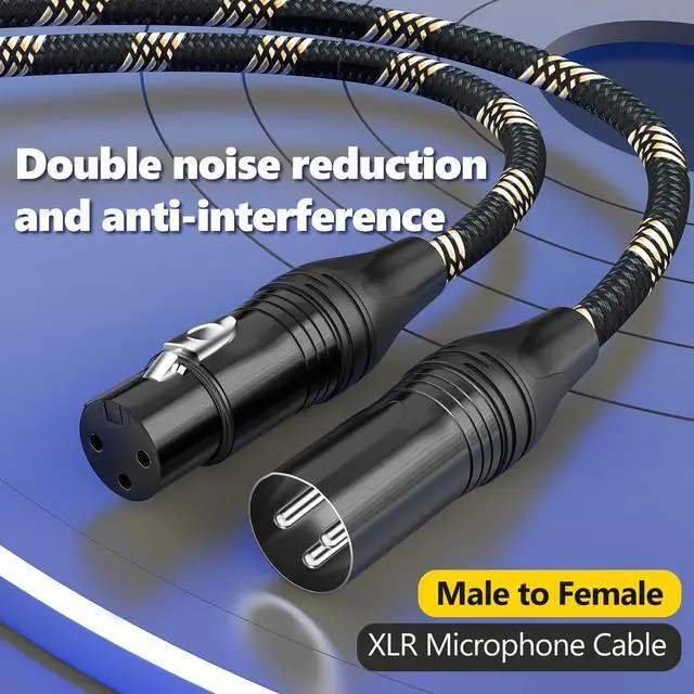 Alt view image 4 of 7 - Braided XLR Cables 100ft 2 Pack, XLR Microphone Cable, 3-pin Professional Male to Female Balanced Mic Cable, X LR Speaker Cable for Microphone Mixer Black