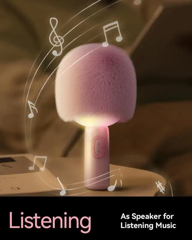 Alt view image 3 of 7 - Wireless Bluetooth karaoke Microphone, 5-in-1 Portable Handheld Microphone for iPhone, Karaoke Microfono with Dynamic Lights for Car / Home Party, Music Record, Duet Singing Mic for Kids Adults-White