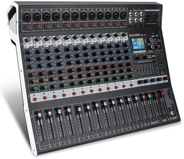 Main image of 12-Channel Bluetooth Studio Audio Mixer 99 Bit DSP Digital Processor w/USB MP3 for PC Recording Input, XLR Microphone Jack, 48V Power, For Professional and Beginners DJ Mixer