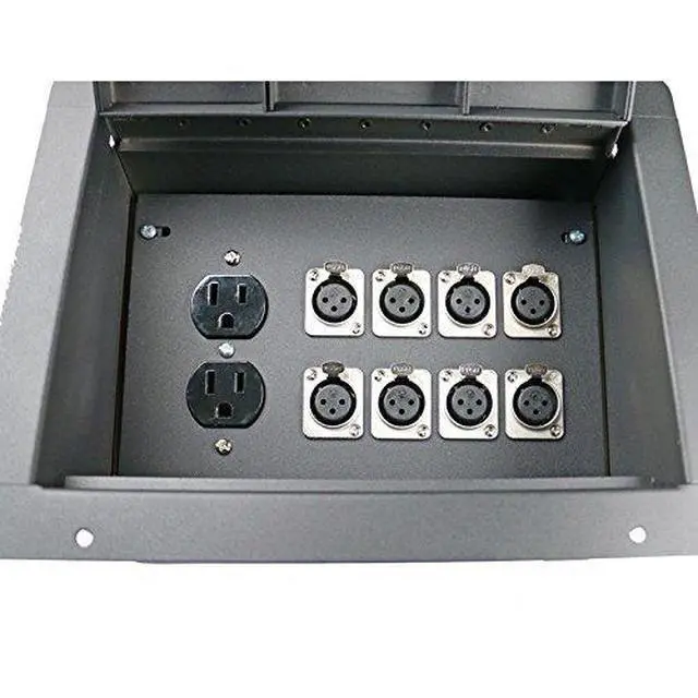 Alt view image 2 of 5 - Pro Audio Stage Recessed Floor Box with 110v Electric and XLR Connections (8 XLR, Pre Wired)