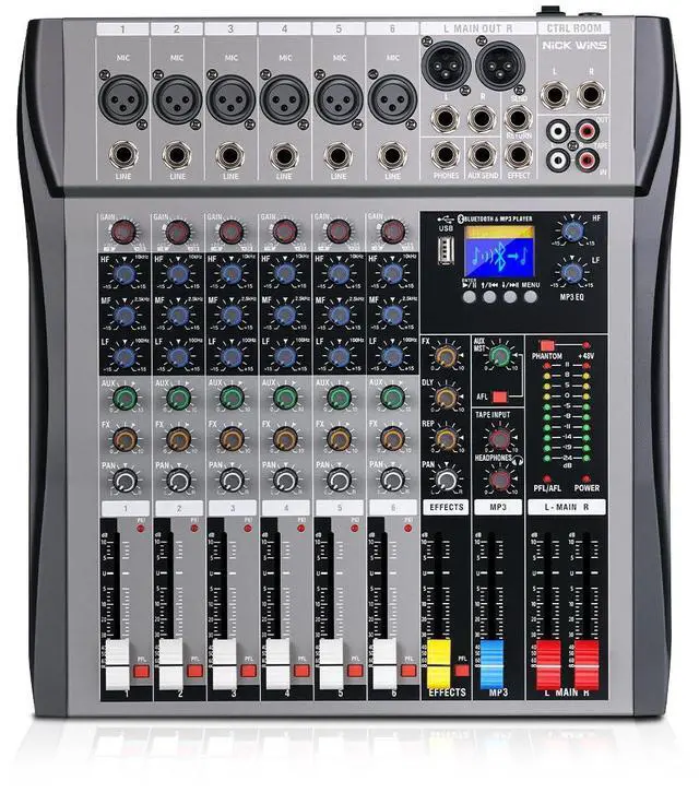 Main image of 8 Channel mixer professional Audio Mixer, dj mixer with Individual Channel Control and USB Audio Recording & Editing via Computer, All-Metal mezcladora para dj (6 Channel)