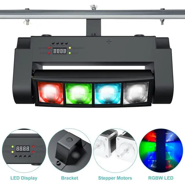 Alt view image 2 of 7 - 8x3W Spider Moving Head DJ Light,RGBW Stage Disco Light-1 Pack | 8x3W RGBW LEDs, DMX512/Auto/Sound/Master-Slave, Mini Moving Head Light For Party, Club, Wedding Event, Festival, Disco