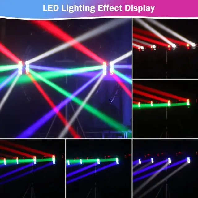 Alt view image 5 of 7 - 8x3W Spider Moving Head DJ Light,RGBW Stage Disco Light-1 Pack | 8x3W RGBW LEDs, DMX512/Auto/Sound/Master-Slave, Mini Moving Head Light For Party, Club, Wedding Event, Festival, Disco