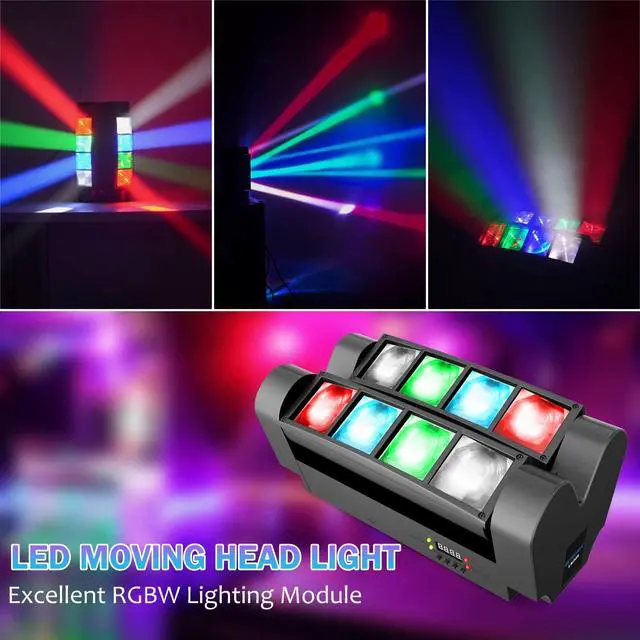 Alt view image 6 of 7 - 8x3W Spider Moving Head DJ Light,RGBW Stage Disco Light-1 Pack | 8x3W RGBW LEDs, DMX512/Auto/Sound/Master-Slave, Mini Moving Head Light For Party, Club, Wedding Event, Festival, Disco