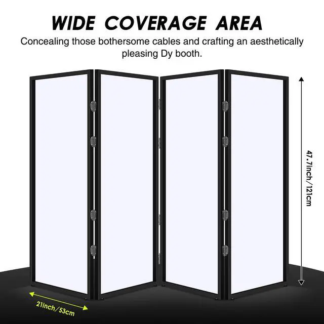 Alt view image 2 of 7 - DJ Facade Booth Portable Event Cover Screen-Foldable 4 Detachable Metal Frame Light Projector Display Scrim Panel Stand with Carry Bag for Show,Party,Gathering,DJ Stand(White and Black)