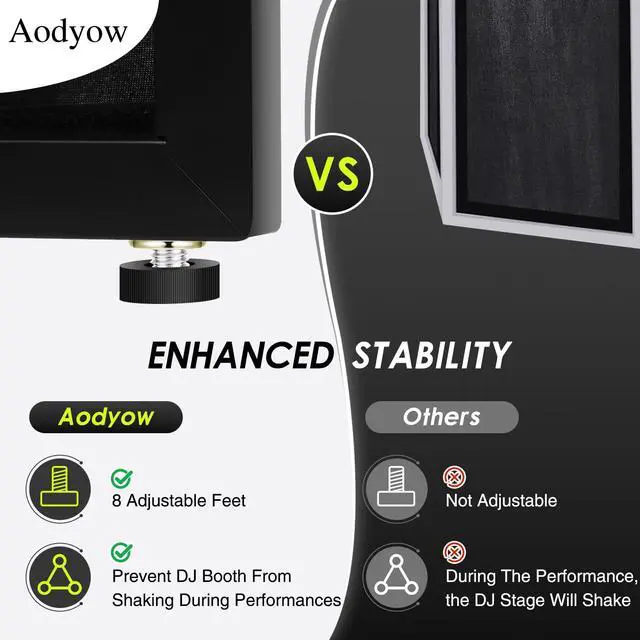 Alt view image 4 of 7 - DJ Facade Booth Portable Event Cover Screen-Foldable 4 Detachable Metal Frame Light Projector Display Scrim Panel Stand with Carry Bag for Show,Party,Gathering,DJ Stand(White and Black)