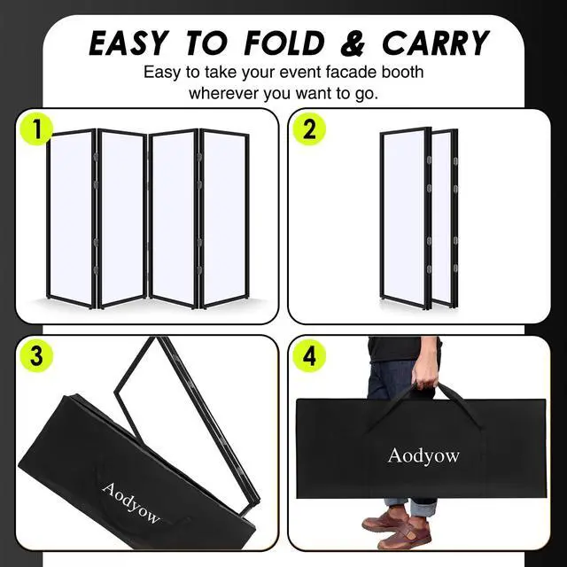Alt view image 3 of 7 - DJ Facade Booth Portable Event Cover Screen-Foldable 4 Detachable Metal Frame Light Projector Display Scrim Panel Stand with Carry Bag for Show,Party,Gathering,DJ Stand(White and Black)