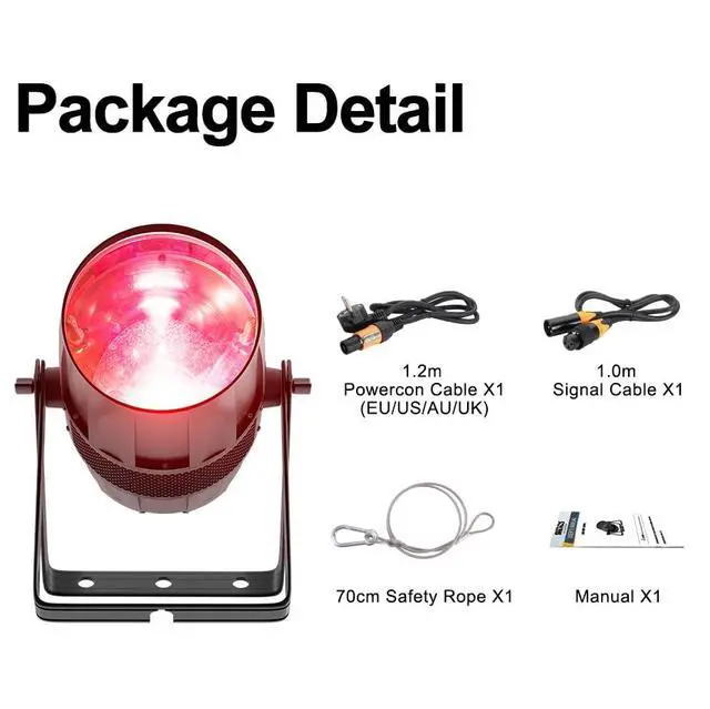 Alt view image 6 of 6 - Par Lights IP65 Waterproof LED 300W RGBW 4IN1 Stage Wash Lights | 27°-61° Zoom, Wash/Strobe Effect, DMX512, Sound Activated, Aluminum Shell, DJ Party Lights for Church Theater Wedding Club