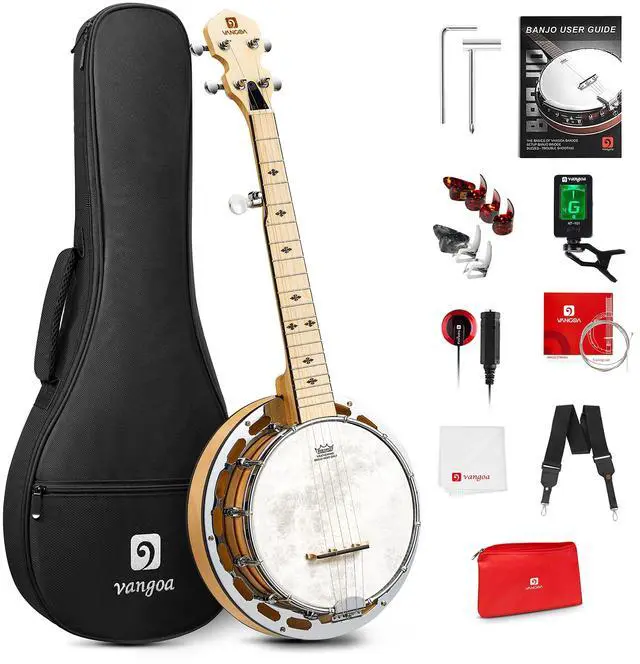 Main image of Mini 5 String Banjo 28 Inch - Travel Maple Small Beginner Kit With Tone Ring, Fiberskyn Remo Head for Kids Teens Adults