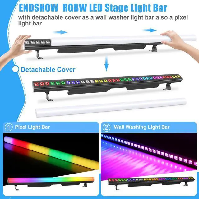 Alt view image 2 of 7 - LED Stage Wash Light Bar,120W 40" LED Stage Pixel Light Bar,36 RGBW LED Stage Wash Lights with Detachable Cover DMX512 Sound Activated Uplight for Club Wedding Party Gig Band Lighting 1Pack