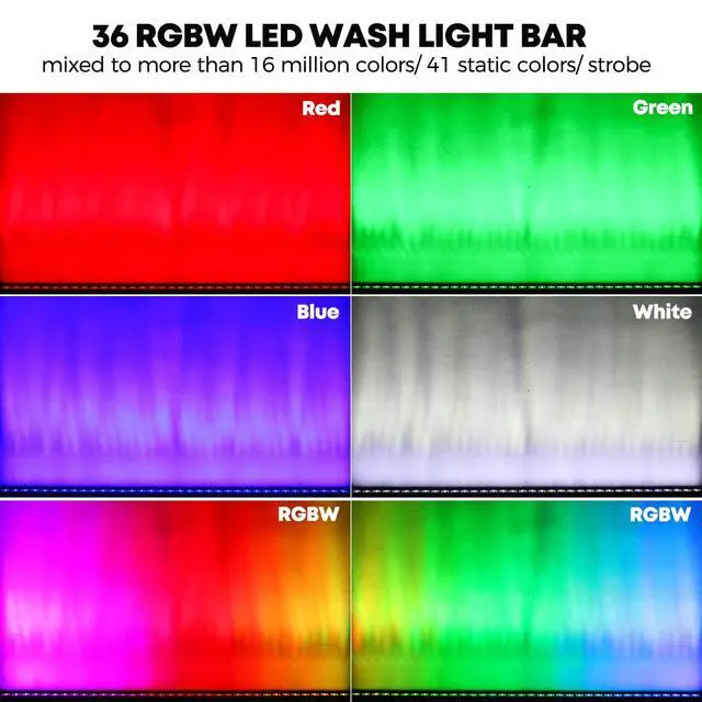 Alt view image 4 of 7 - LED Stage Wash Light Bar,120W 40" LED Stage Pixel Light Bar,36 RGBW LED Stage Wash Lights with Detachable Cover DMX512 Sound Activated Uplight for Club Wedding Party Gig Band Lighting 1Pack
