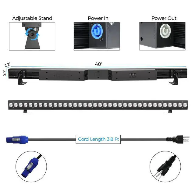 Alt view image 6 of 7 - LED Stage Wash Light Bar,120W 40" LED Stage Pixel Light Bar,36 RGBW LED Stage Wash Lights with Detachable Cover DMX512 Sound Activated Uplight for Club Wedding Party Gig Band Lighting 1Pack
