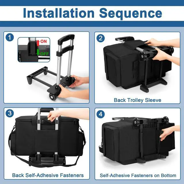 Alt view image 5 of 7 - Large Rolling DJ Cable Bag with Detachable Trolley & Divider | Padded Gig Bag, Music Gear Case with Multi Pockets for 15.6" Laptop, DJ Gear, Musical Instrument, Sound Equipment Storage