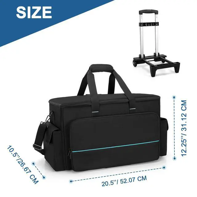 Alt view image 7 of 7 - Large Rolling DJ Cable Bag with Detachable Trolley & Divider | Padded Gig Bag, Music Gear Case with Multi Pockets for 15.6" Laptop, DJ Gear, Musical Instrument, Sound Equipment Storage
