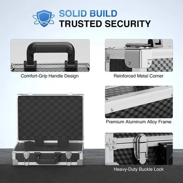 Alt view image 4 of 6 - Medium Carrying Case with Customizable Pre-Diced Foam PCSE-M | Aluminum Alloy Frame, Protective Gear Storage, Single/Dual Wireless Mic Systems, Equipment Transport