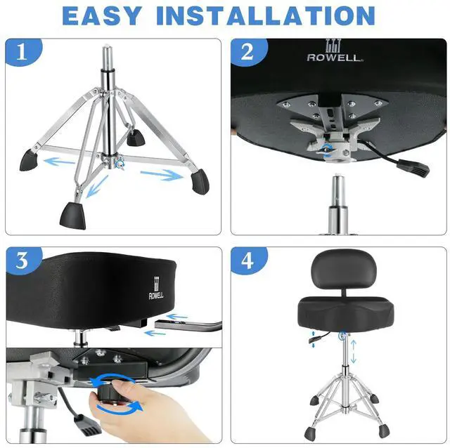 Alt view image 6 of 7 - Drum Throne with Backrest Height Adjustable Hydraulic Drum Stool 5.2 inch Thickened Cushion Drums Seat Heavy Duty Motorcycle Drums Stool Airlift Guitar Chair for Adult Drummers