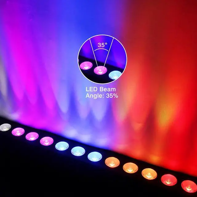 Alt view image 3 of 7 - LED Stage Wash Light Bar - 150W 6IN1 RGBWA+UV Color Changing Linear Wall Washer DJ Light Bar by DMX 8-Zone Segment Control Sound Activated Uplight for Event Party Church Wedding Stage Lighting