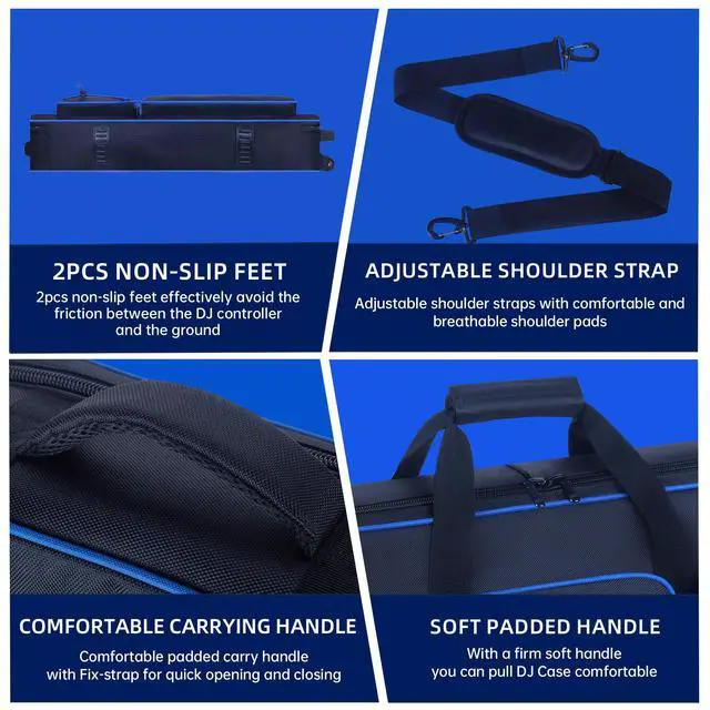Alt view image 5 of 7 - Rolling DJ Controller Case with Wheels Compatible with DDJ-FLX10/ 1000/ 1000SRT/ DDJ-GRV6/ REV5/ REV7, Padding DJ Backpack with Adjustable Shoulder Strap and Multi-Pocket for Gear (Blue, with wheels)