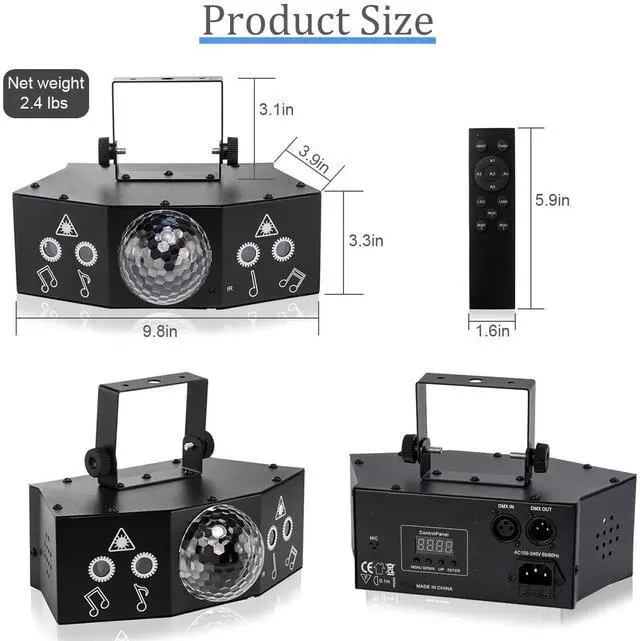 Alt view image 3 of 6 - DJ Disco Ball Party Lights with DMX512 and Sound Activated, LED Stage Lighting Show Strobe Light for Parties Indoor Dance Wedding Karaoke Bar KTV Club Christmas Halloween Music Rave Lamp