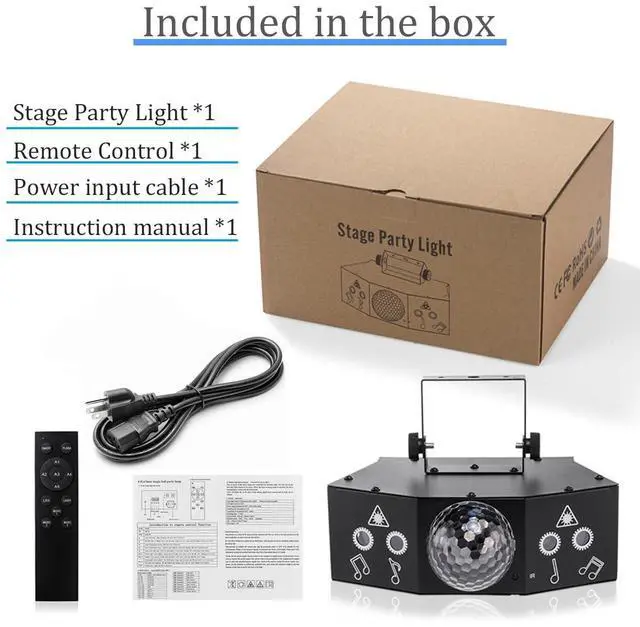 Alt view image 6 of 6 - DJ Disco Ball Party Lights with DMX512 and Sound Activated, LED Stage Lighting Show Strobe Light for Parties Indoor Dance Wedding Karaoke Bar KTV Club Christmas Halloween Music Rave Lamp