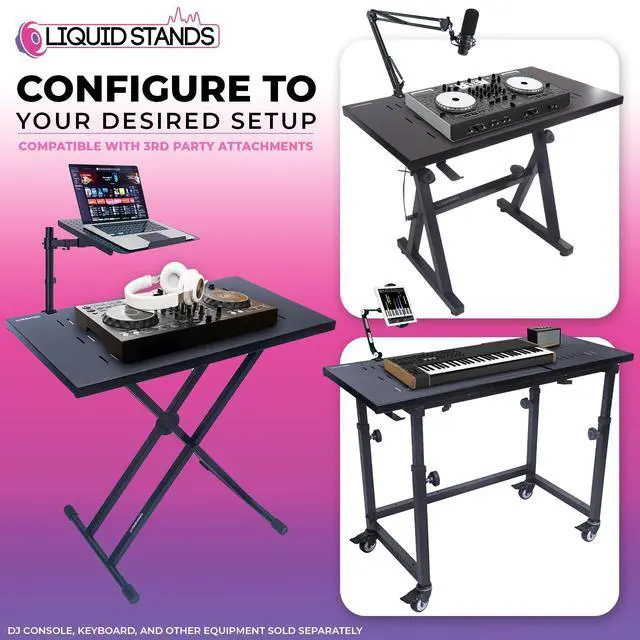 Alt view image 5 of 6 - Utility Table Top ONLY for X Style Keyboard Stands and Z Style Piano Stand - Portable DJ Table Stand, Dj Mixer Desk Top