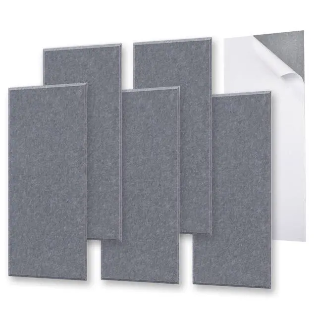 Main image of 6 Pack Self-Adhesive Acoustic Panels,15.75" X 31.5" X 0.47" Soundproof Wall Panels, High Density Beveled Edge Sound Absorbing Panels, Acoustic Treatment for Studio Home and Office(Moon Gray)