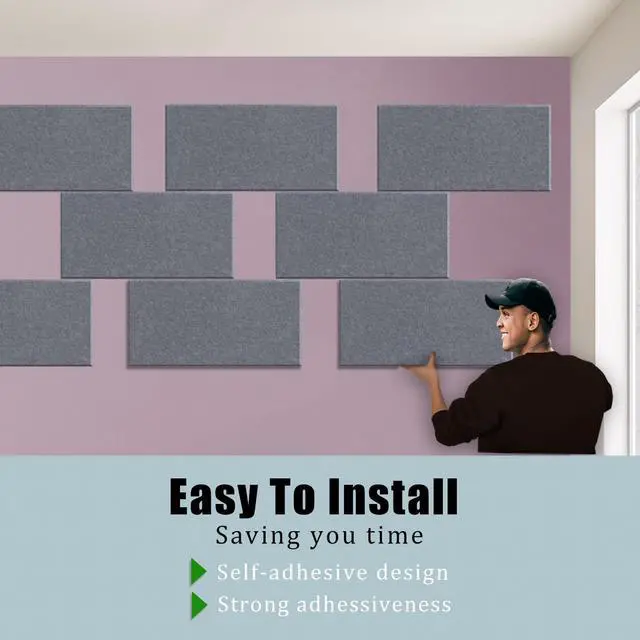 Alt view image 3 of 7 - 6 Pack Self-Adhesive Acoustic Panels,15.75" X 31.5" X 0.47" Soundproof Wall Panels, High Density Beveled Edge Sound Absorbing Panels, Acoustic Treatment for Studio Home and Office(Moon Gray)