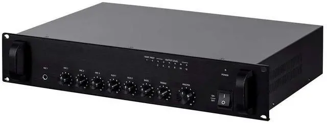 Main image of Commercial Audio 60W 5ch 100/70V Mixer Amp with Microphone Priority (NO LOGO)