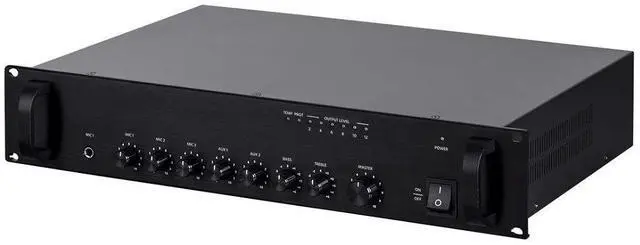 Alt view image 4 of 6 - Commercial Audio 60W 5ch 100/70V Mixer Amp with Microphone Priority (NO LOGO)