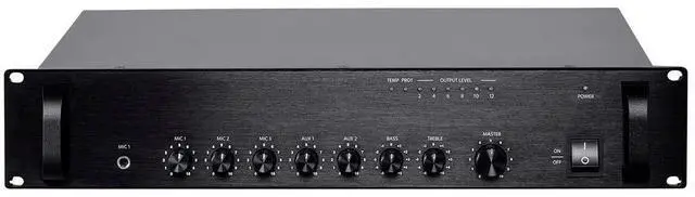 Alt view image 3 of 6 - Commercial Audio 60W 5ch 100/70V Mixer Amp with Microphone Priority (NO LOGO)
