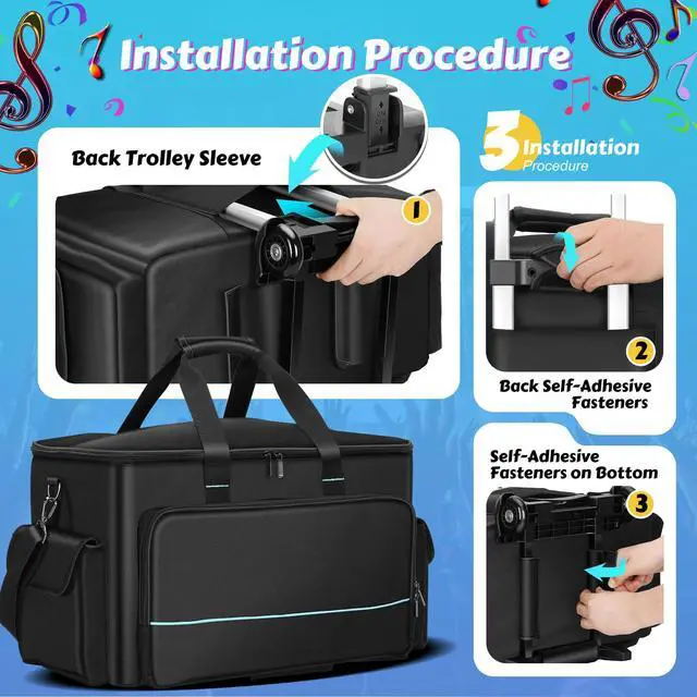 Alt view image 7 of 7 - DJ Cable Bag, Rolling DJ Cable Bag with Detachable Trolley & Dividers | Large Capacity Gig Bag with Laptop Compartment, Professional Organizer Bag for Cables, Microphones, and DJ Equipment