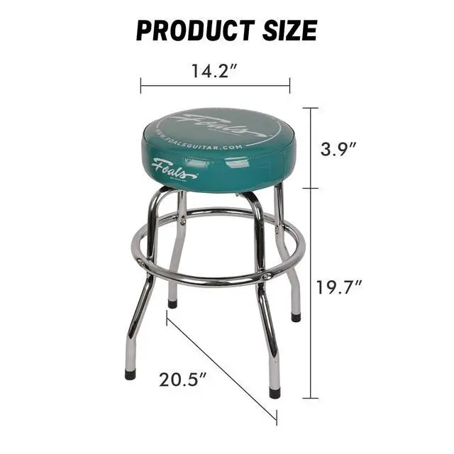 Alt view image 2 of 6 - 24-Inch Guitar Stool, 360° Swivel Bar Stools, Stable PU Leather Padded Non-Slip Round Seat for Adults, FS-24 (Green)
