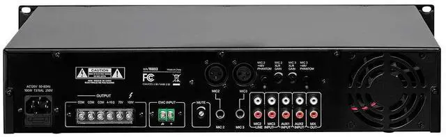 Alt view image 5 of 6 - Commercial Audio 60W 5ch 100/70V Mixer Amp with Microphone Priority (NO LOGO)