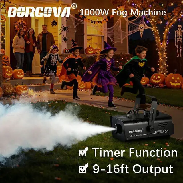 Alt view image 2 of 7 - 1000W Fog Machine with Timer 1L Tank Wireless Smoke Maker | 5000 CFM Output, 9-16ft Fog Range, Overheat Protection, Perfect for Halloween Parties Concerts Photography Clubs