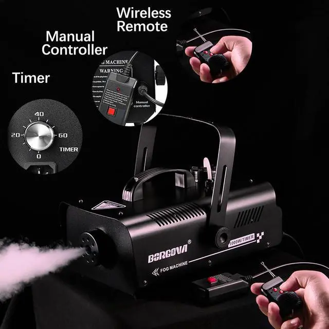 Alt view image 3 of 7 - 1000W Fog Machine with Timer 1L Tank Wireless Smoke Maker | 5000 CFM Output, 9-16ft Fog Range, Overheat Protection, Perfect for Halloween Parties Concerts Photography Clubs