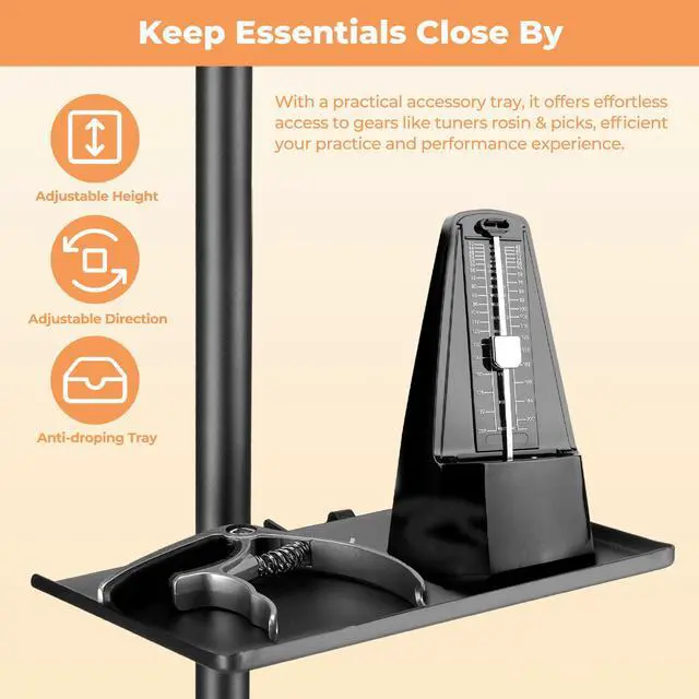 Alt view image 4 of 7 - Sheet Music Stand, Professional Portable Music Stand for Sheet Music with Violin Hanger, Folding Sheet Music Folder Music Instrument Stand with Carrying Bag, MD-3