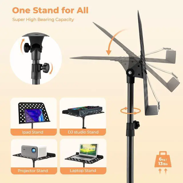 Alt view image 6 of 7 - Sheet Music Stand, Professional Portable Music Stand for Sheet Music with Violin Hanger, Folding Sheet Music Folder Music Instrument Stand with Carrying Bag, MD-3